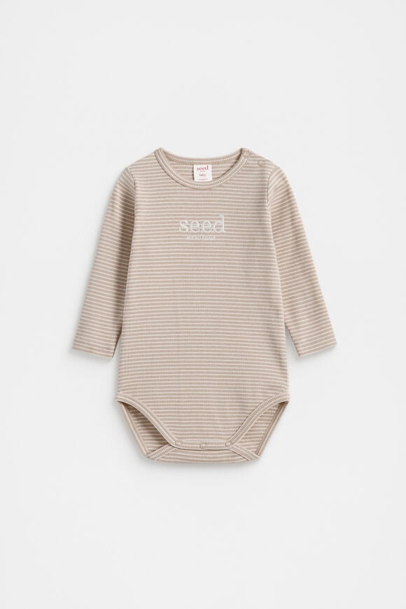 Core Rib Logo Bodysuit  Sand Stripe  hi-res