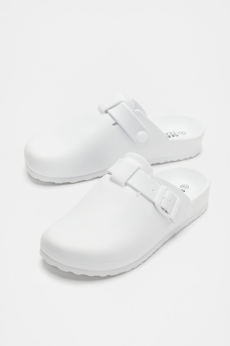 Buckle Moulded Clog  White