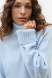 Merino Wool Roll Neck Side Split Knit  Ice Blue  hi-res