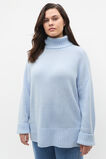 Merino Wool Roll Neck Side Split Knit  Ice Blue  hi-res