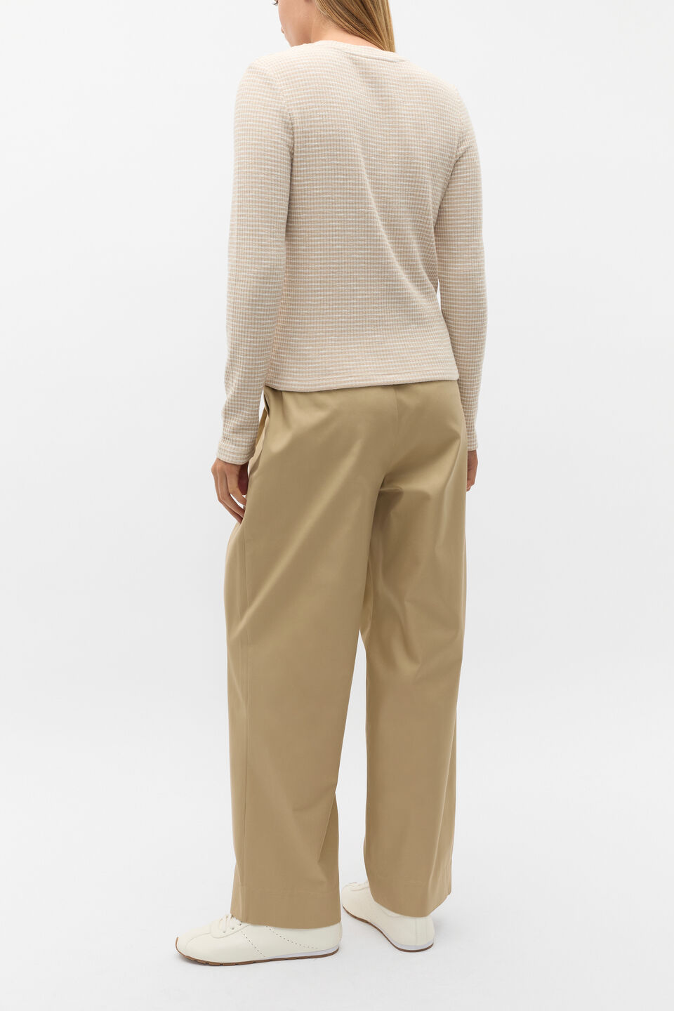 Self Stripe Textured Top  Latte Stripe