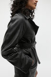 Leather Cropped Trench Coat  Black  hi-res