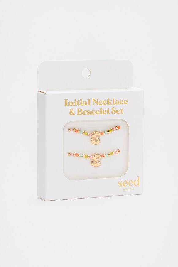 Initial Necklace And Bracelet Set  S  hi-res