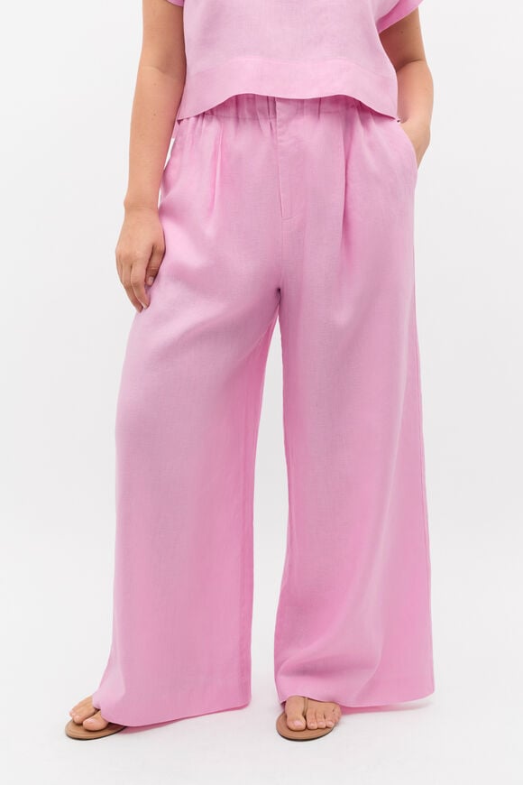 Linen Gathered Palazzo Pant  Fairy Floss  hi-res