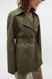 Linen Crop Trench Coat  Olive Leaf  hi-res