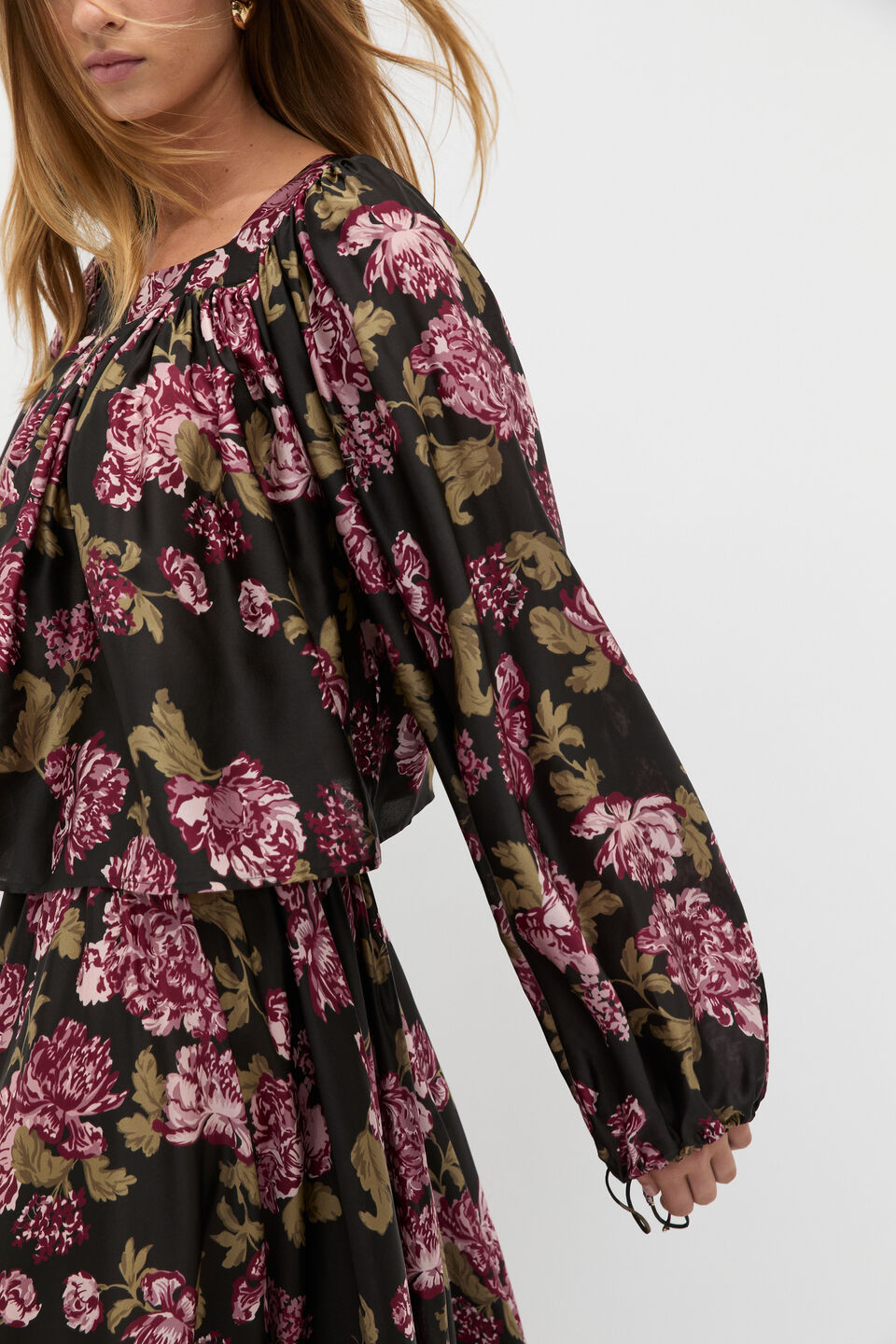 Silk Floral Square Neck Blouse  Floral Multi