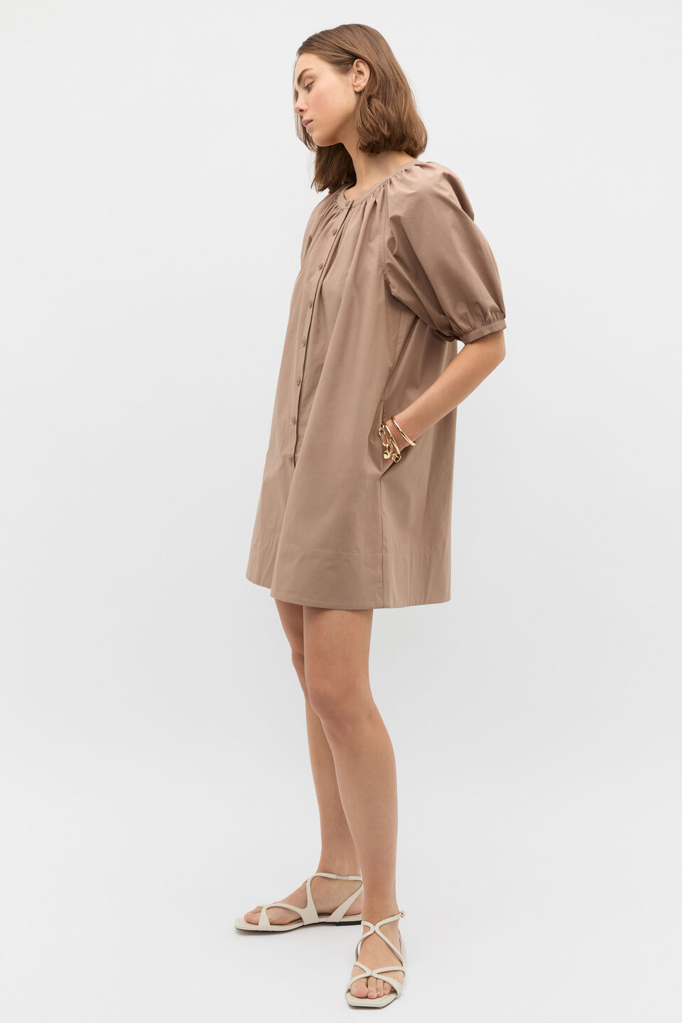 Poplin Full Mini Dress  Nutmeg