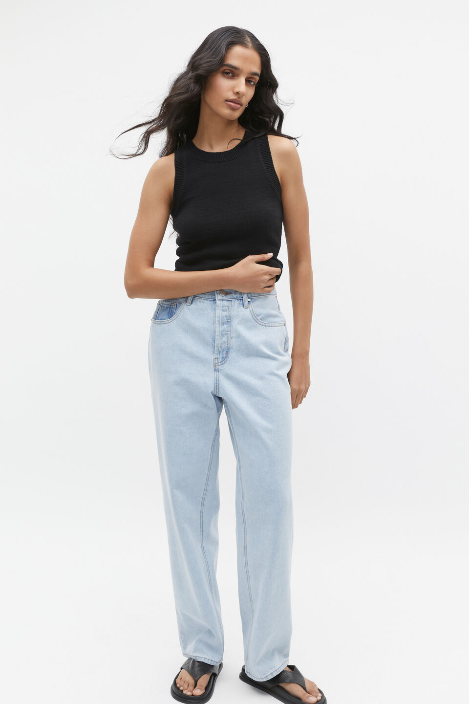 Cotton Knit Top  Black