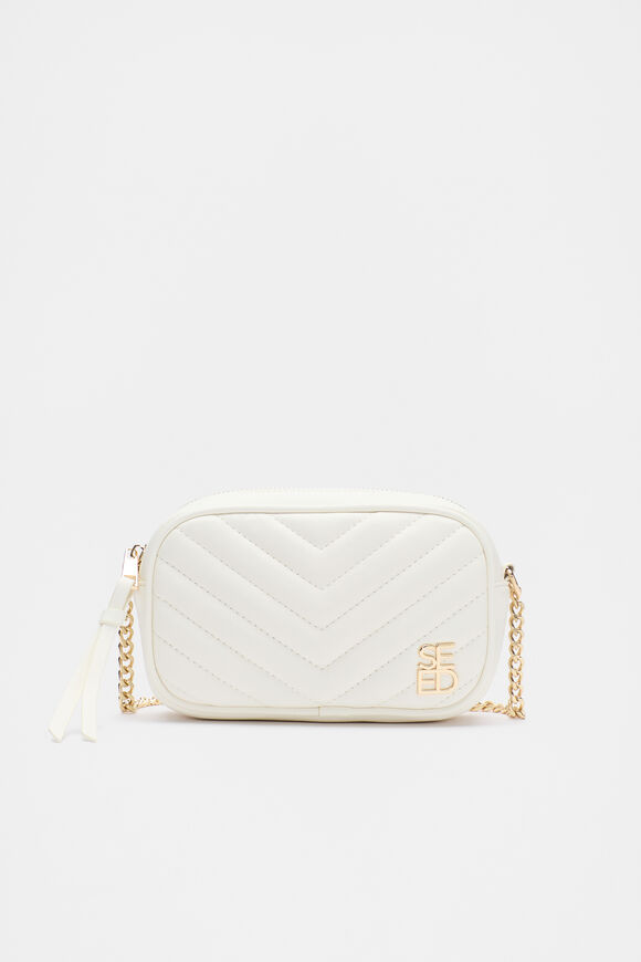 Quilted Logo Camera Bag  White  hi-res