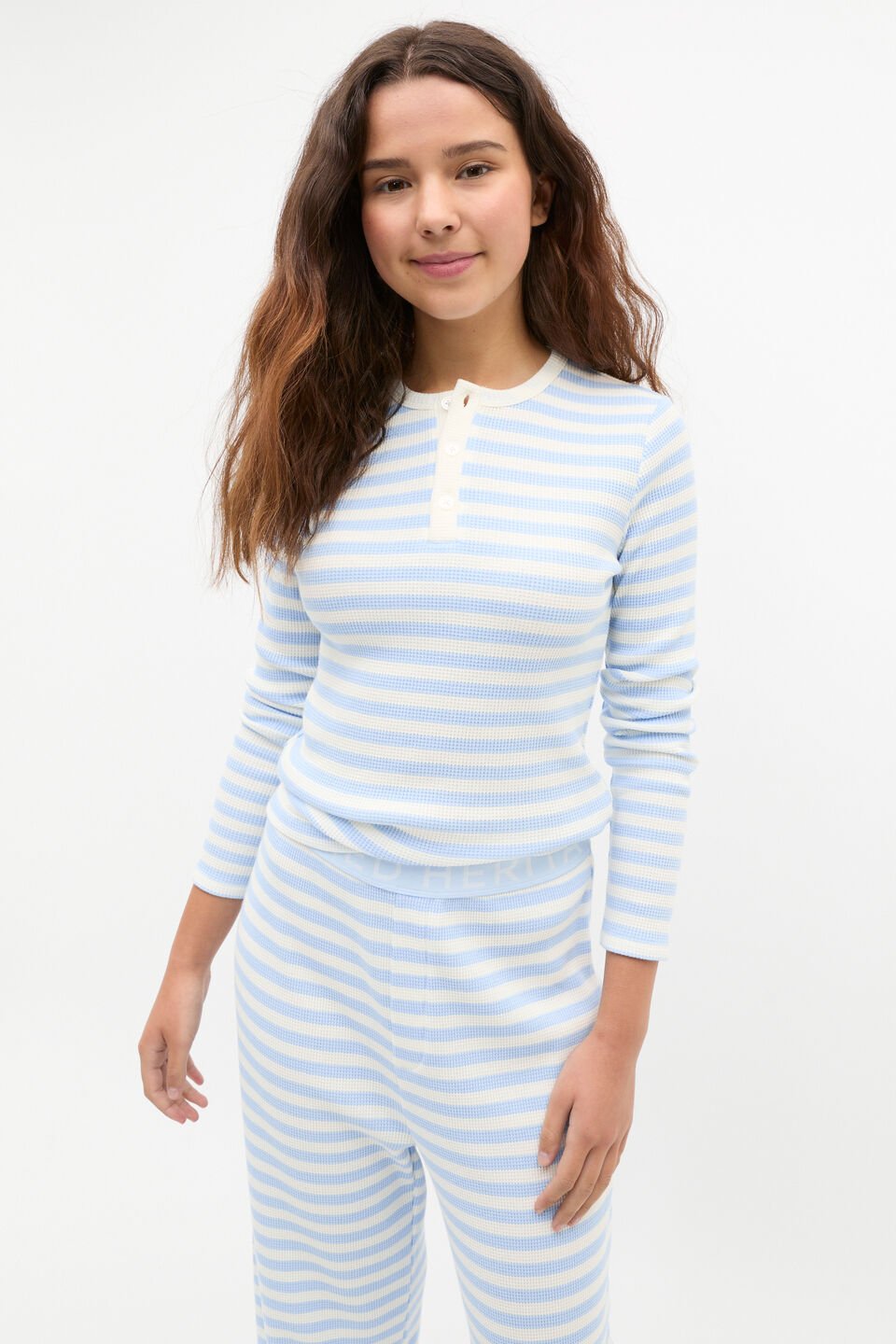 Stripe Waffle Pyjama  Blue Jay
