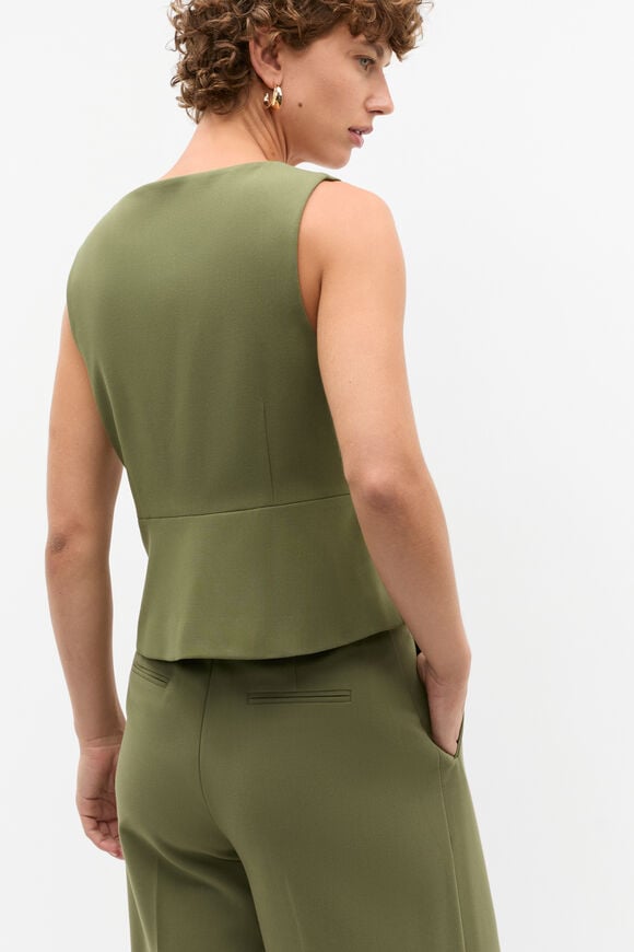 Waisted Button Down Suit Vest  Rainforest  hi-res