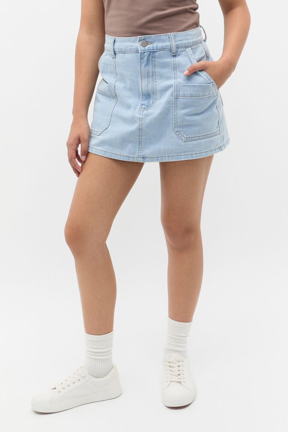 Pocket Denim Skort  Light Wash