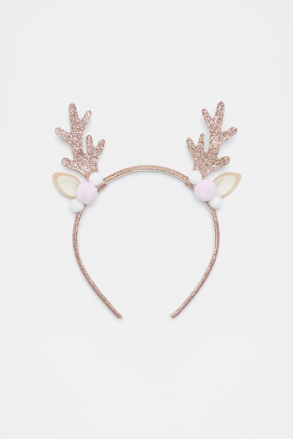 Glitter Reindeer Headband  Gold  hi-res