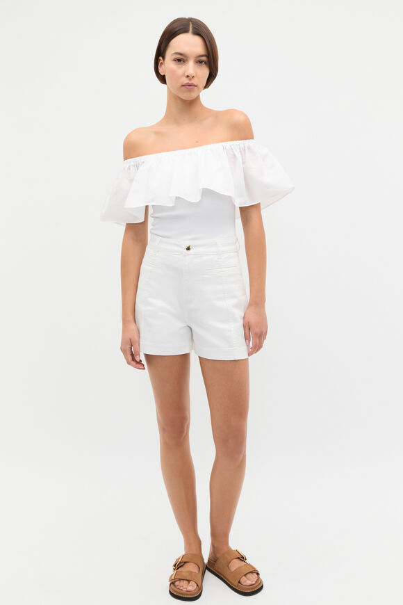 Off Shoulder Ruffle Top  Whisper White  hi-res