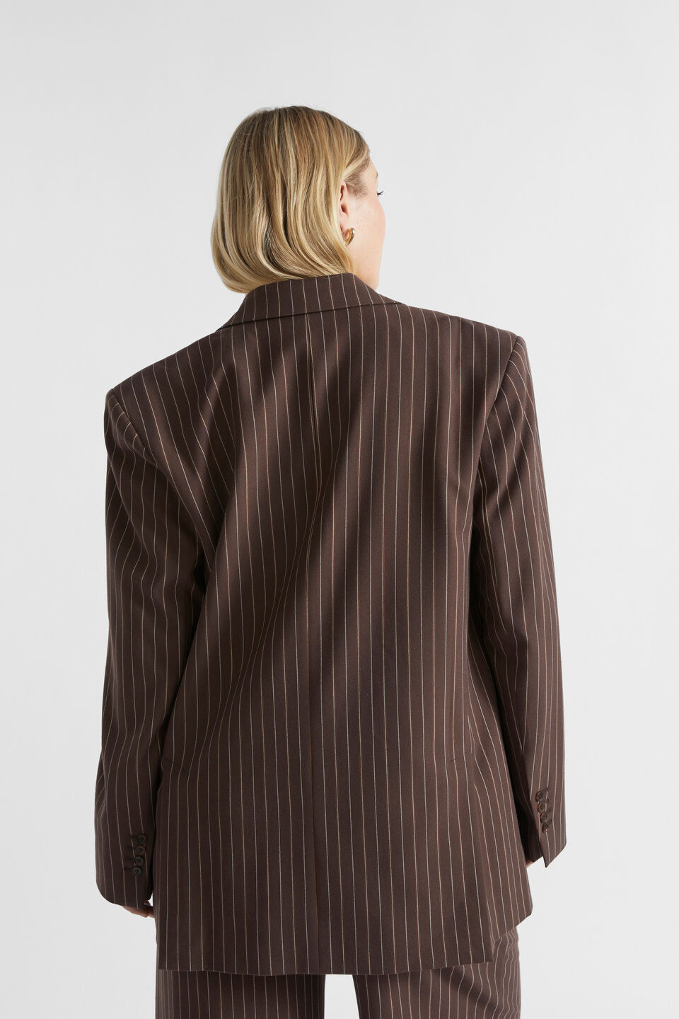 Tailored Single Breasted Blazer  Dark Espresso Pinstripe