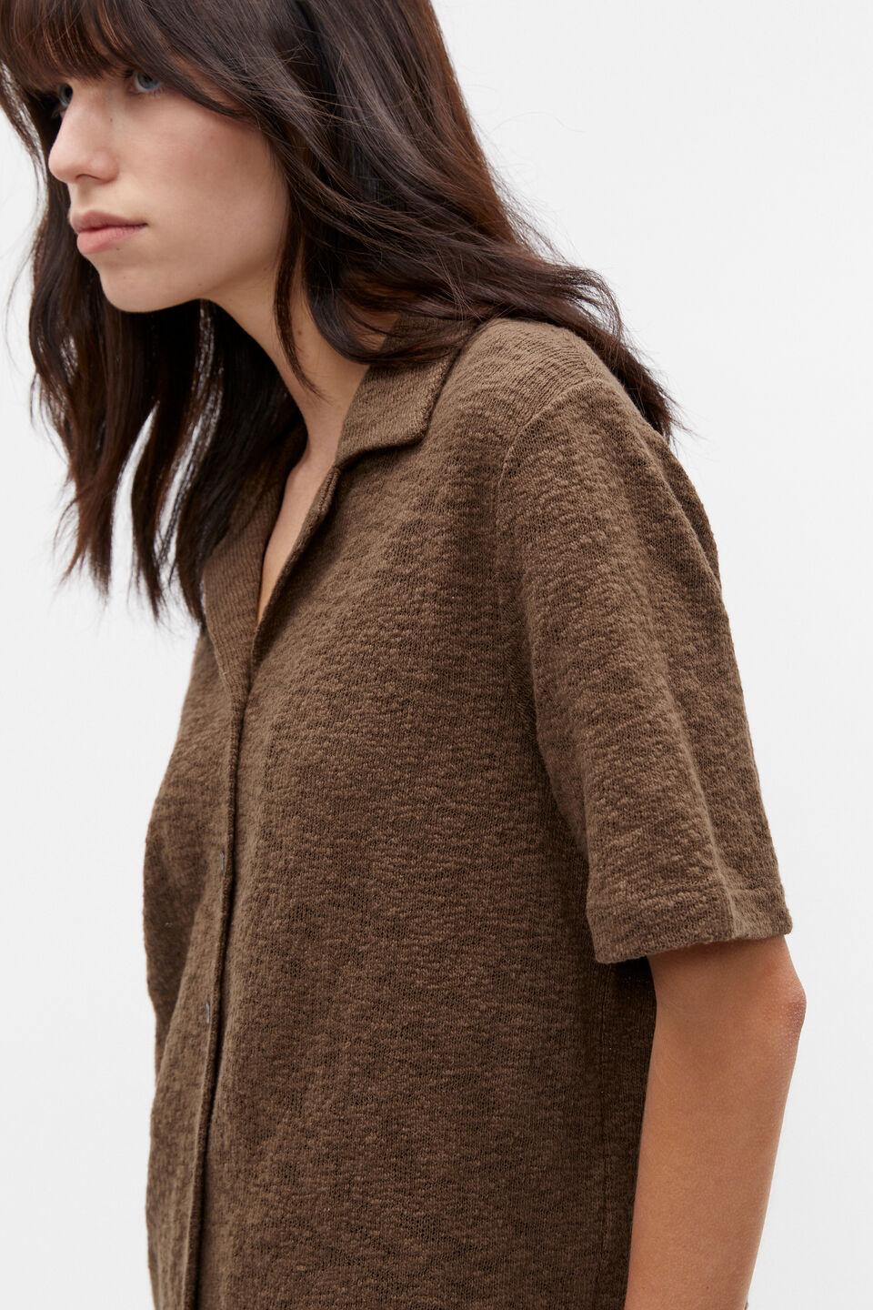 Textured Boucle Polo  Dark Praline
