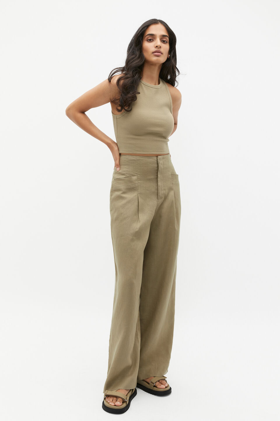 Cropped Rib Tank  Rosemary