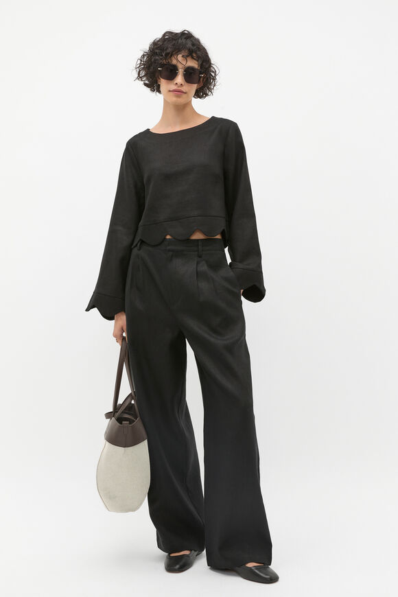 Scallop Hem Shell Top  Black  hi-res