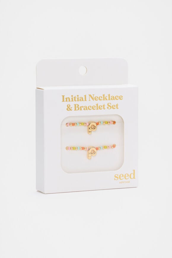 Initial Necklace And Bracelet Set  P  hi-res