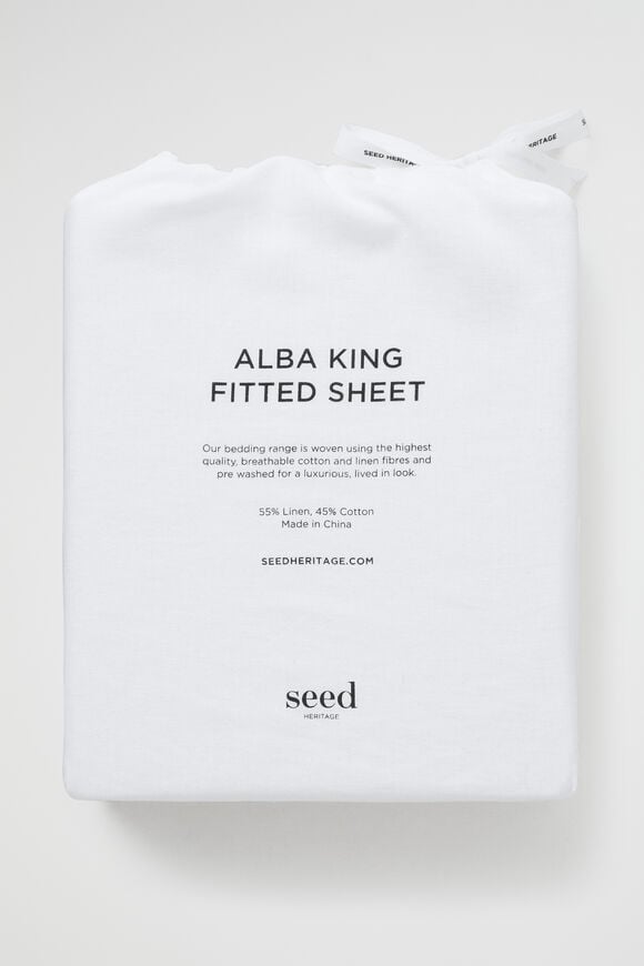 Alba King Fitted Sheet  White  hi-res