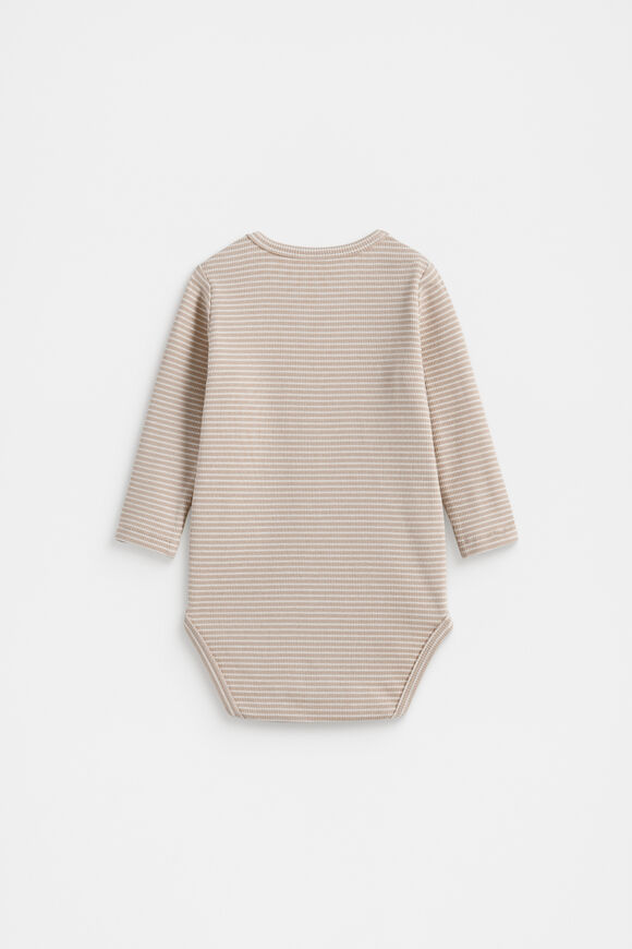 Core Rib Logo Bodysuit  Sand Stripe  hi-res
