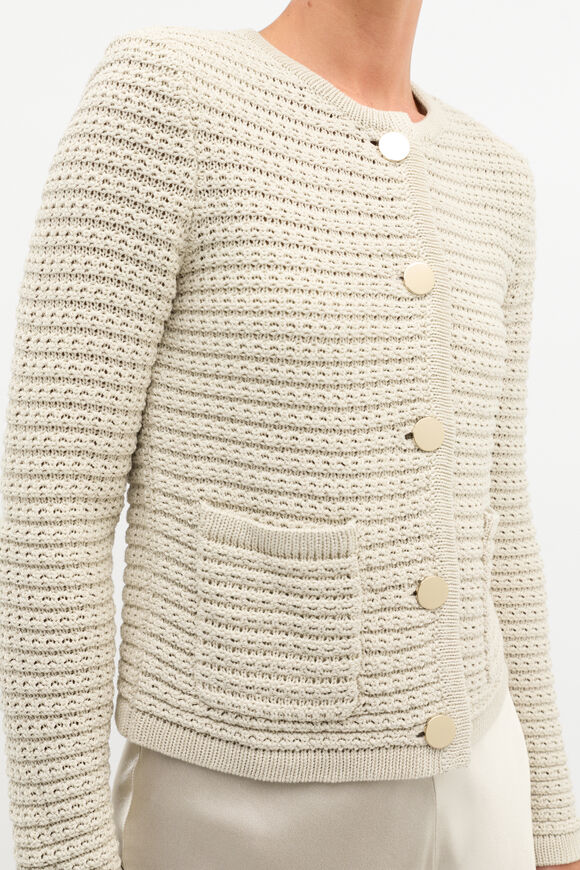 Crochet Knit Cardigan  Oat  hi-res