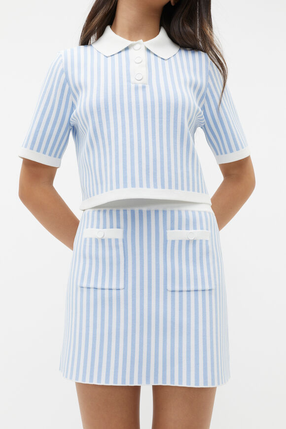 Stripe Knit Skirt  Sky Blue  hi-res