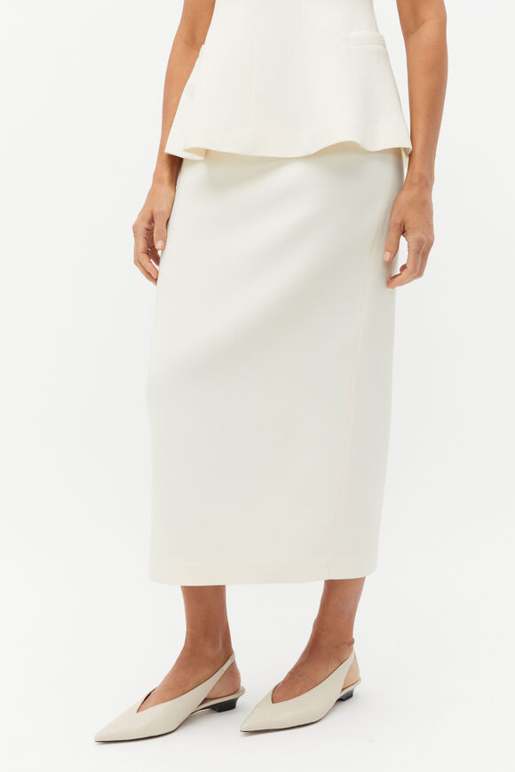 Wool Crepe Pencil Skirt  Cloud Cream  hi-res