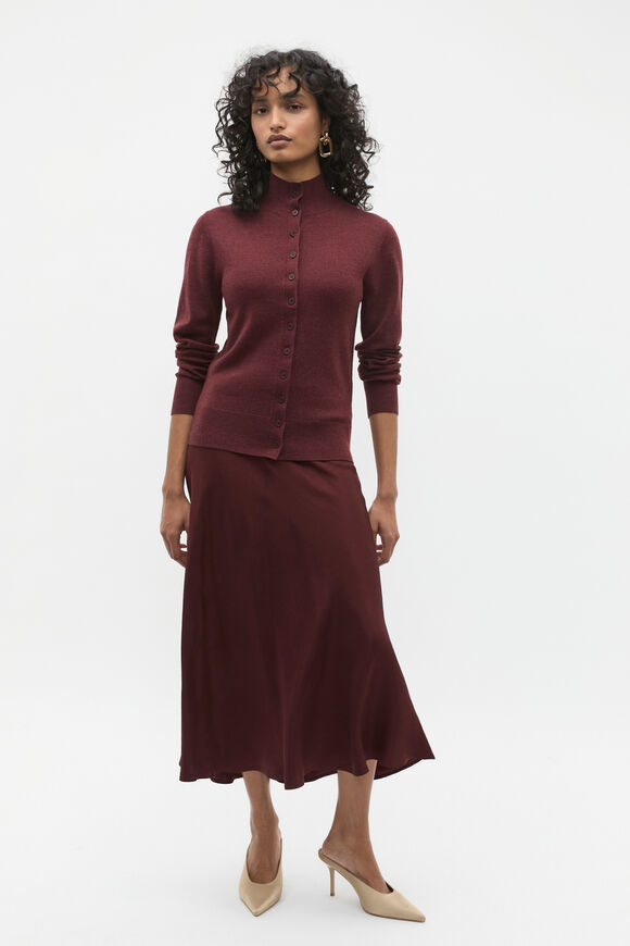 Merino Wool Funnel Neck Knit  Merlot Marle  hi-res