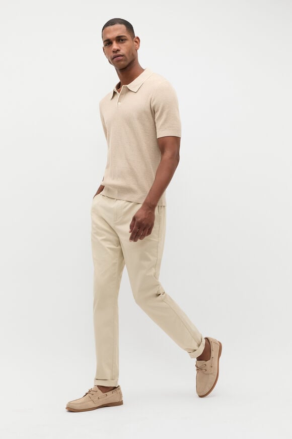 Ribbed Knit Polo  Almond  hi-res