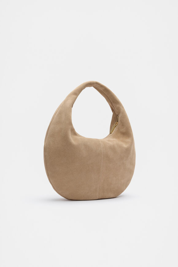 Leather Hobo Shoulder Bag  Iced Latte  hi-res
