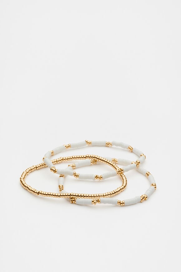Stretch Bead Bracelet  White  hi-res
