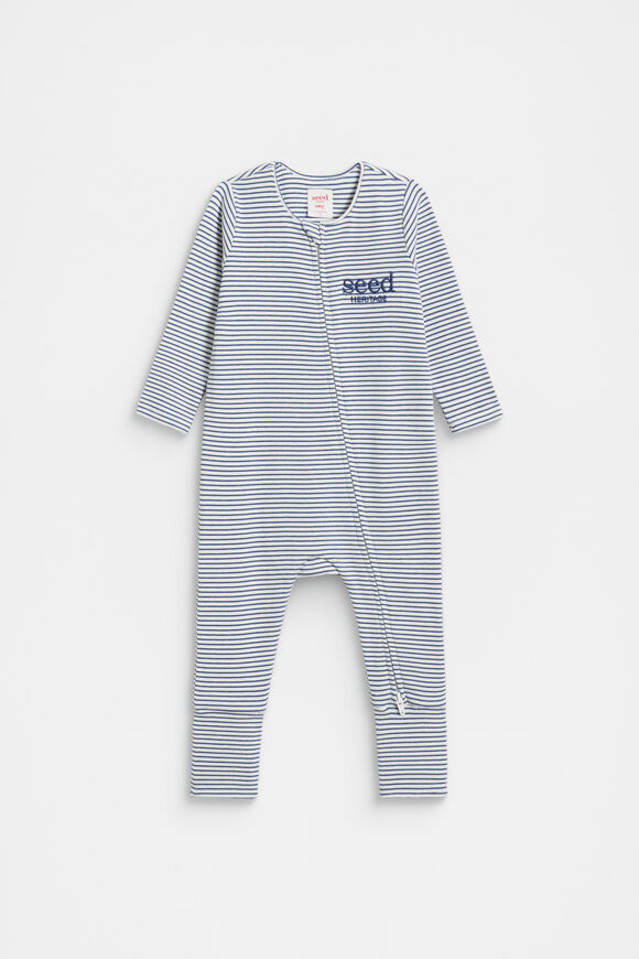 Core Logo Zipsuit  Navy Stripe  hi-res