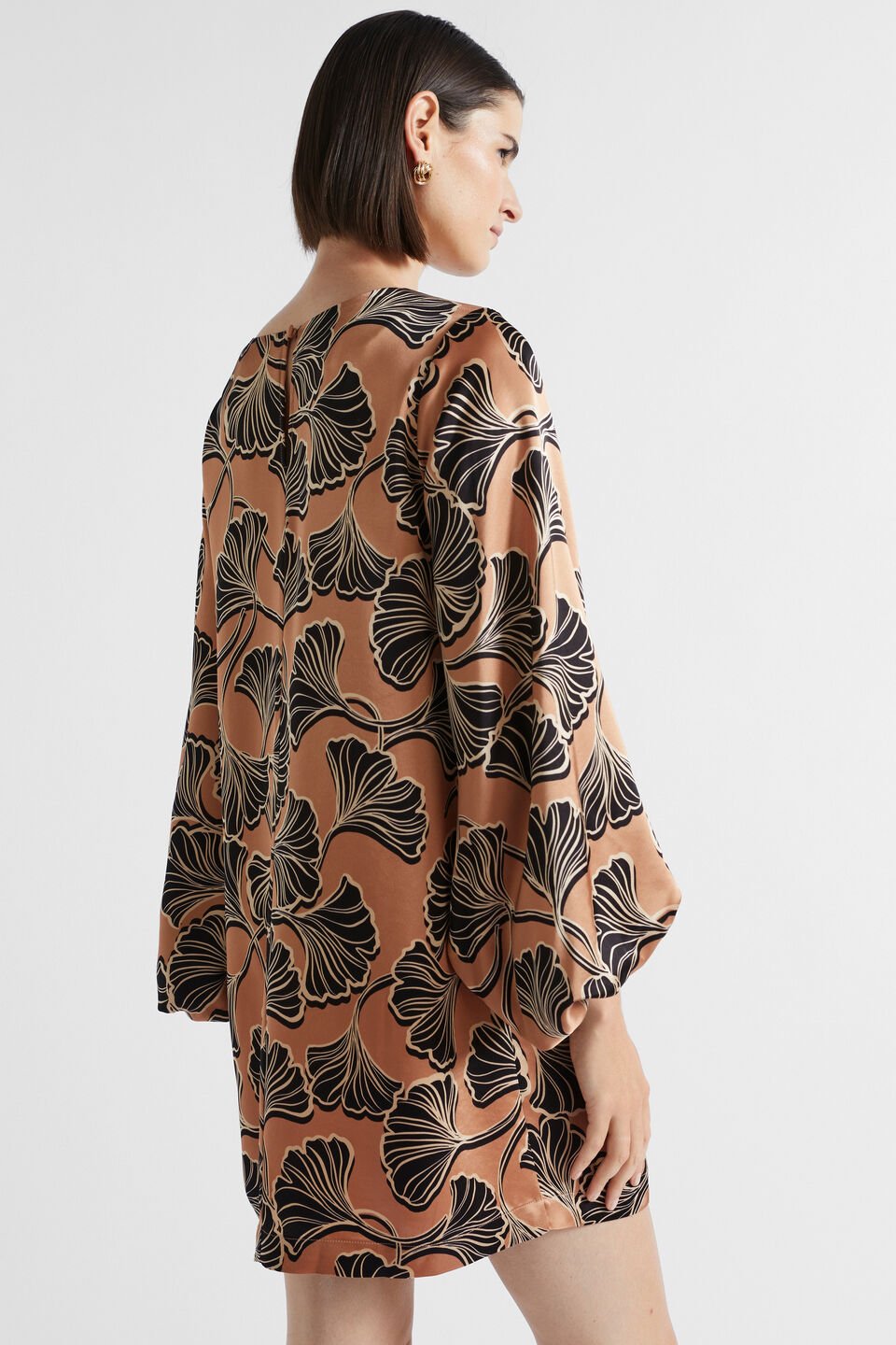 Satin Abstract Floral Mini Dress  Abstract Floral