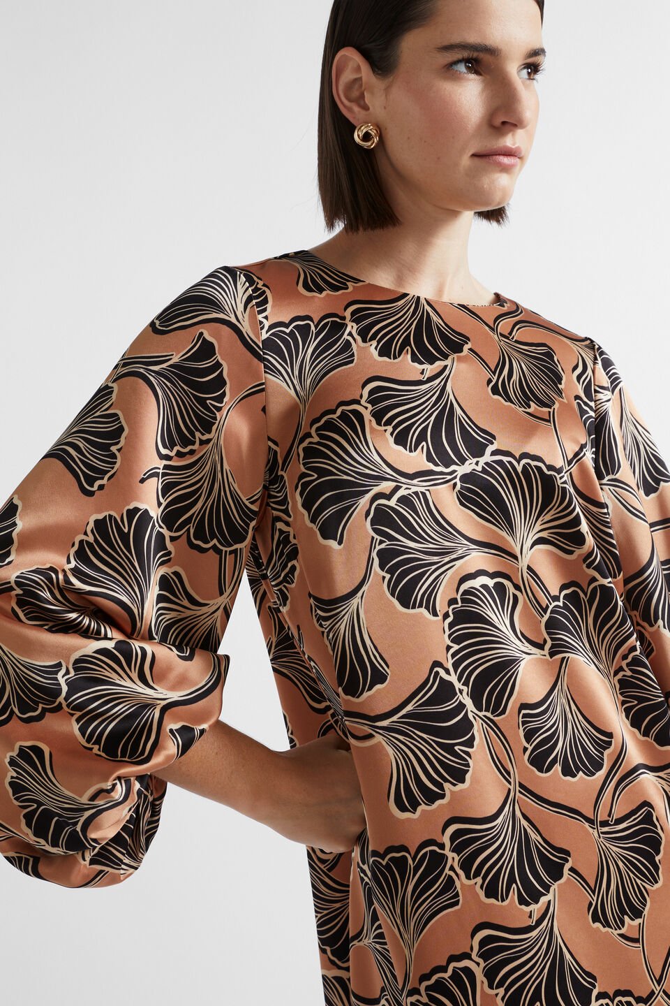 Satin Abstract Floral Mini Dress  Abstract Floral