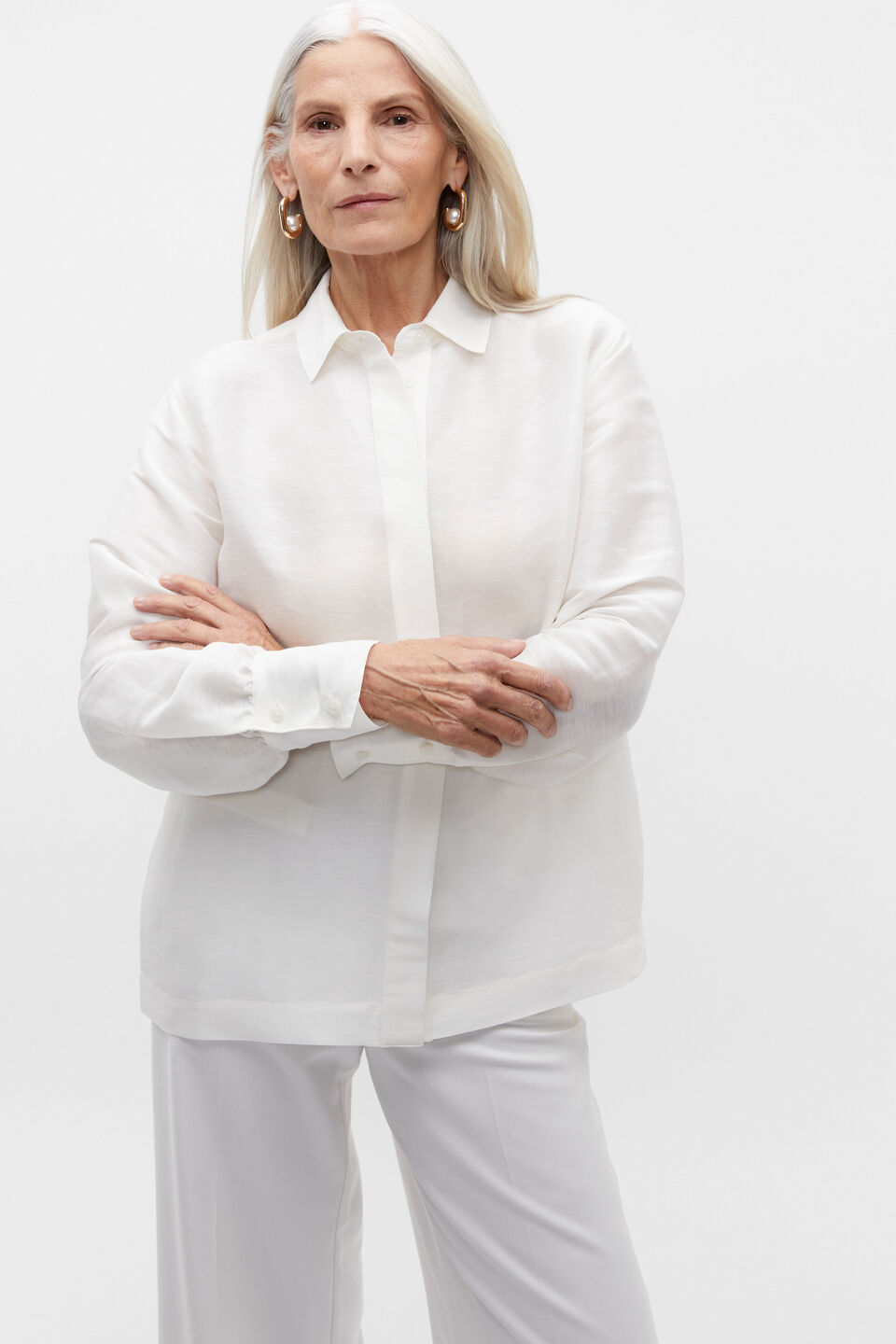 Oversized Semi Sheer Shirt  Cloud Cream