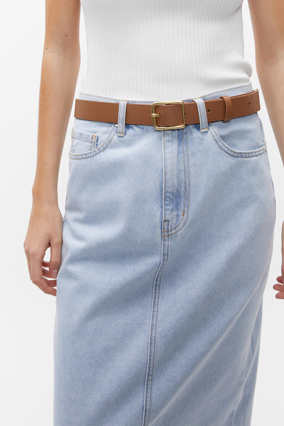 Abby Classic Leather Belt  True Tan