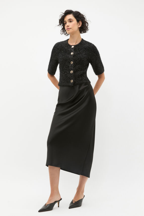 Lurex Tinsel Crop Cardi  Black  hi-res