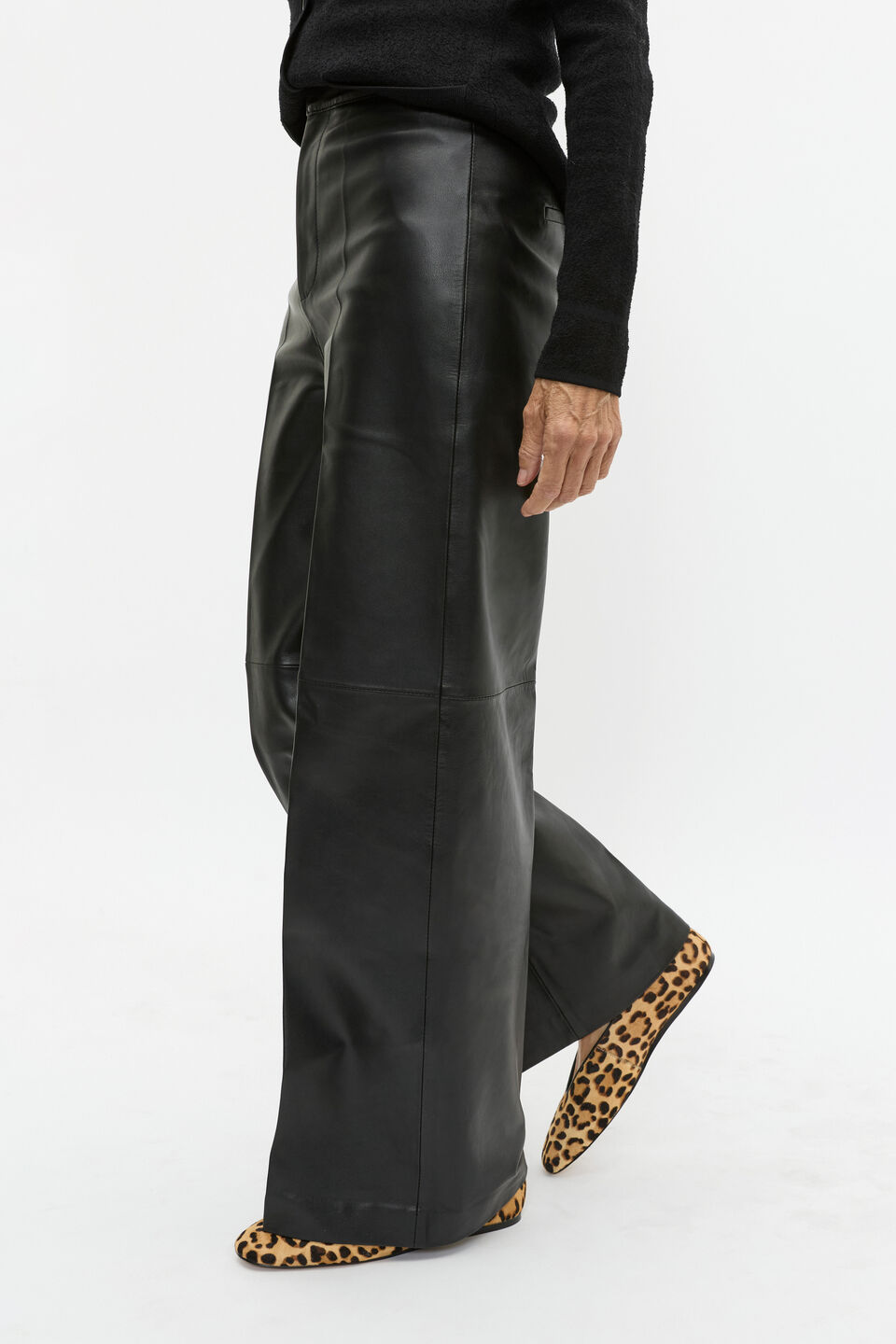 Leather High Rise Trouser  Black