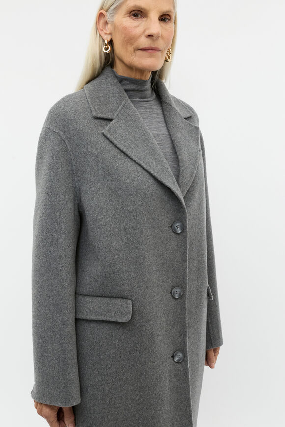 Wool Blend Boyfriend Coat  Charcoal Grey Marle  hi-res