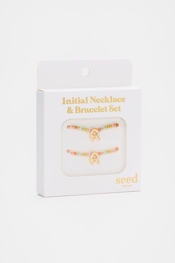 Initial Necklace And Bracelet Set  R  hi-res