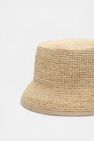 Trim Detail Raffia Bucket Hat  Iced Latte  hi-res