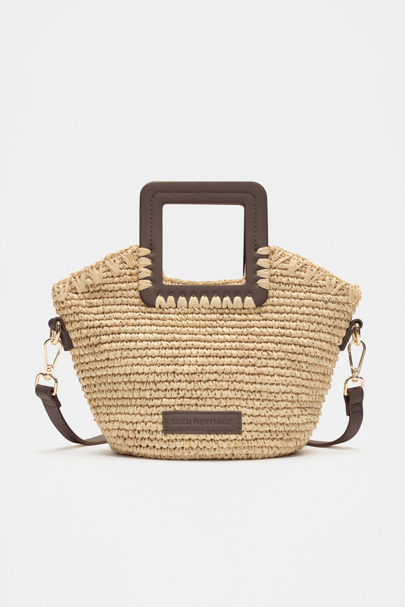 Mini Raffia Crossbody Bag  Chocolate  hi-res