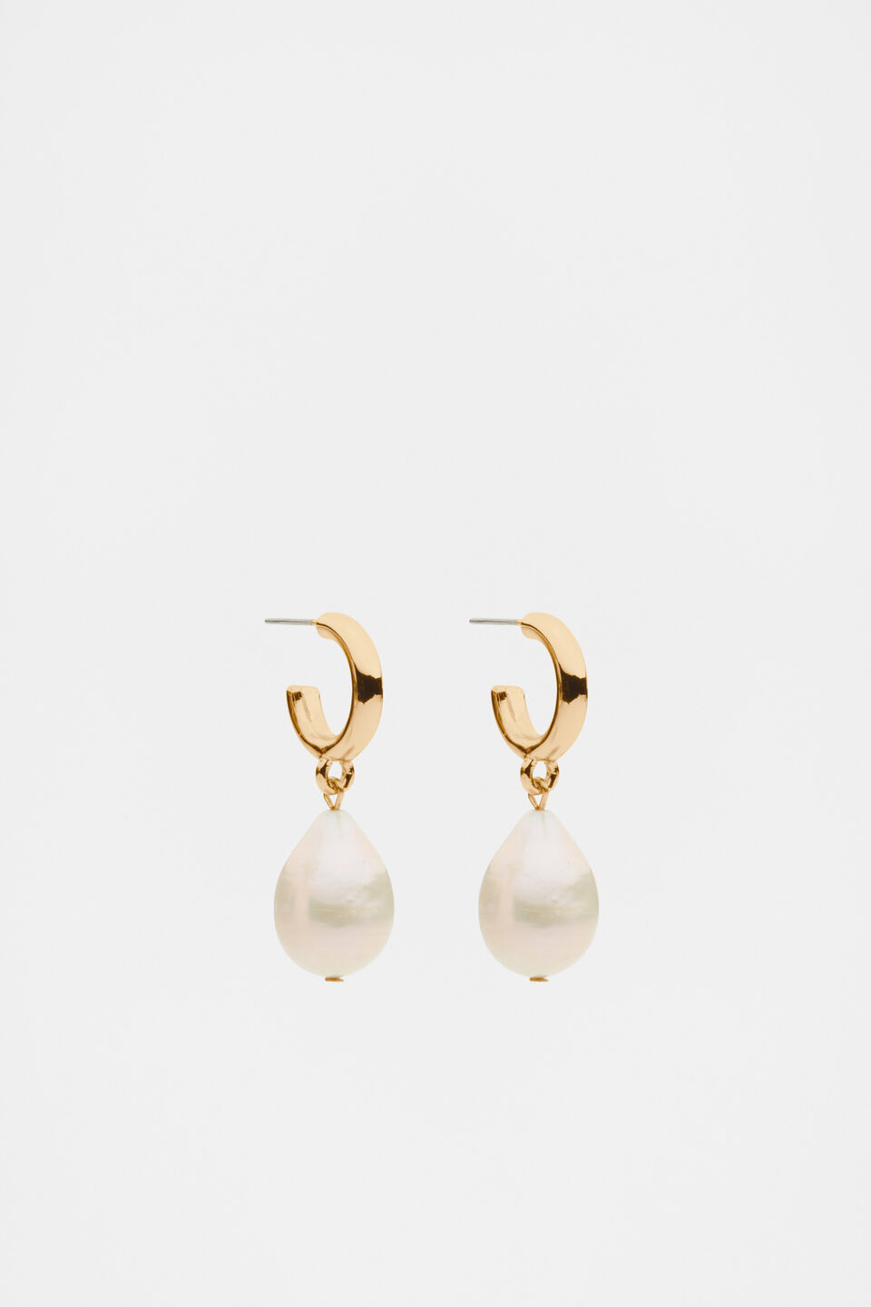 Pearl Drop Hoop Earring  Gold