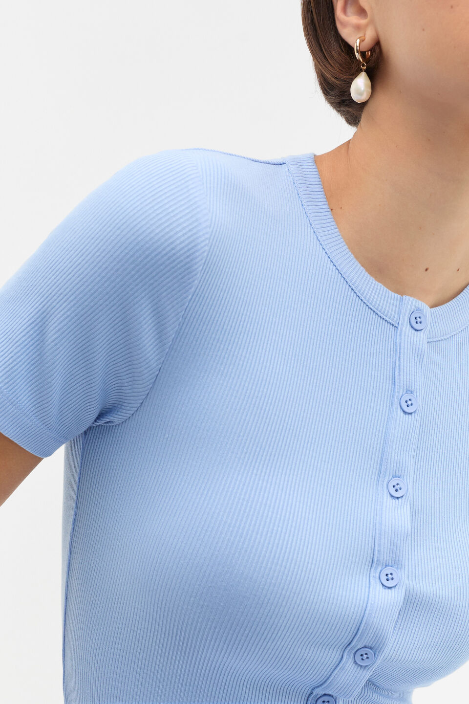 Pearl Drop Hoop Earring  Gold