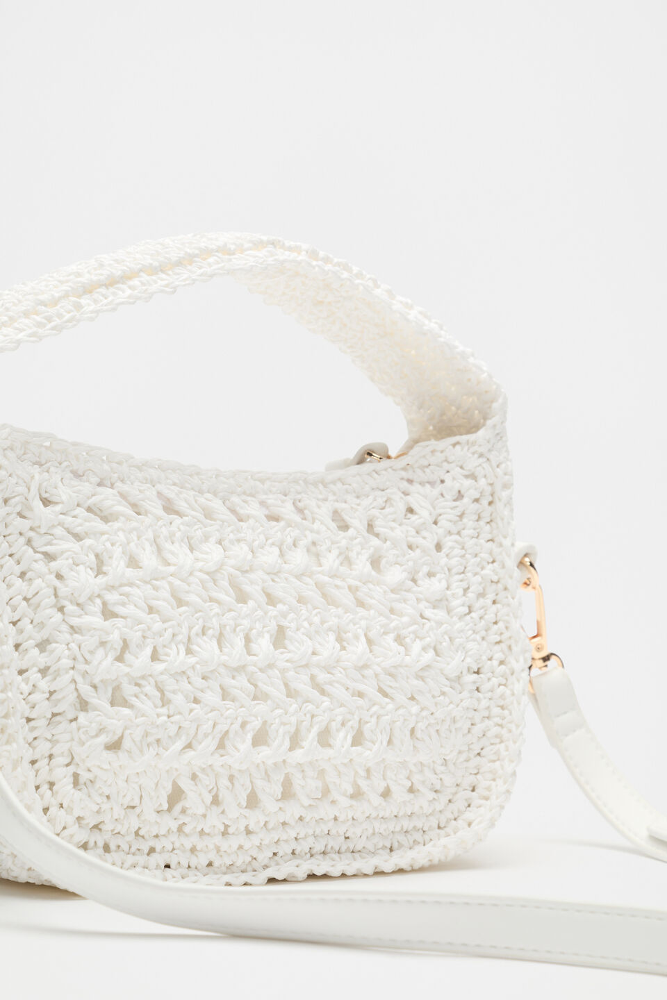 Woven Mini Cross Body Bag  White