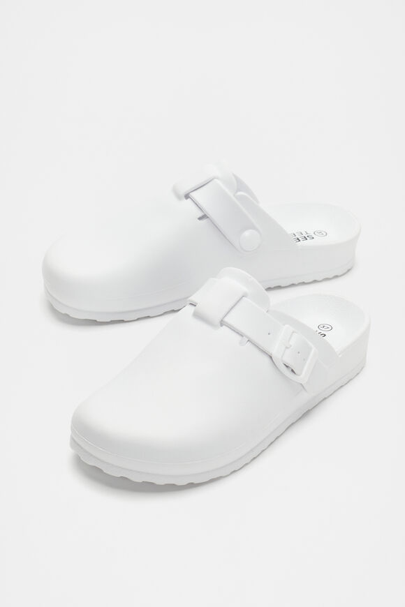 Buckle Moulded Clog  White  hi-res