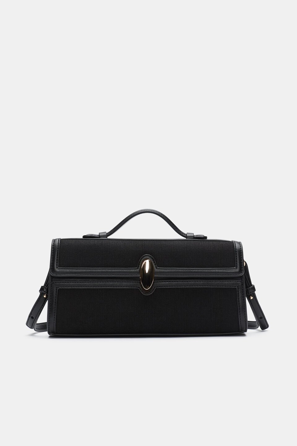 Textured Fabric Clutch  Black