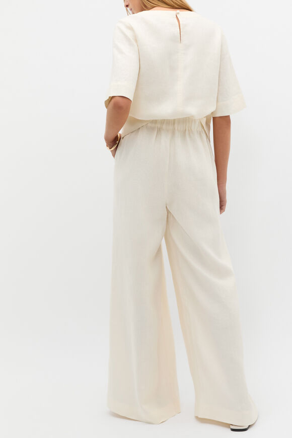 Linen Gathered Palazzo Pant  Buttercream  hi-res