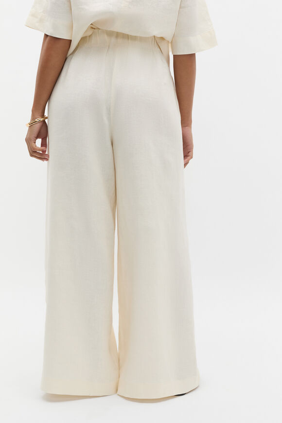 Linen Gathered Palazzo Pant  Buttercream  hi-res